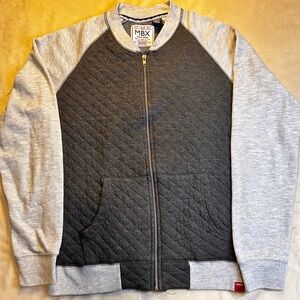 1822 Denim Gray and Black Quilted Bomber Jacket